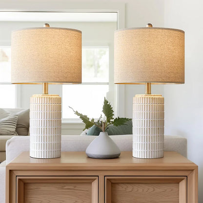 Retro Stoff Kunst Keramiktischlampe – Elegante Lichtquelle für Stilvolles Ambiente 0