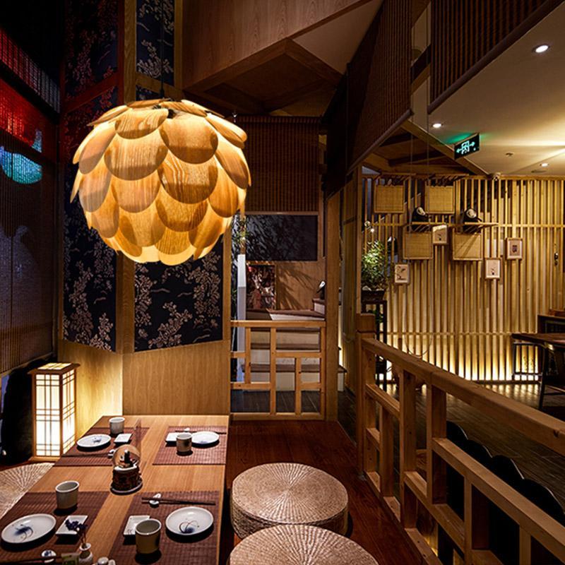 Rustikale Ananasförmige Hängelampe aus Holz – Einzigartiges Ambiente für Ihr Esszimmer 0