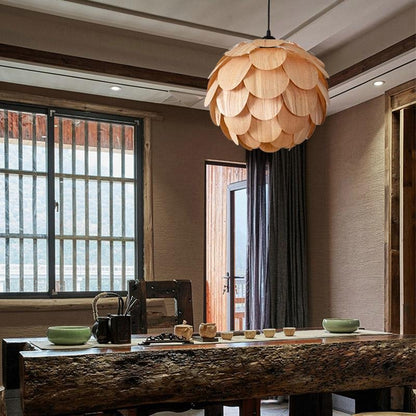 Rustikale Ananasförmige Hängelampe aus Holz – Einzigartiges Ambiente für Ihr Esszimmer 4