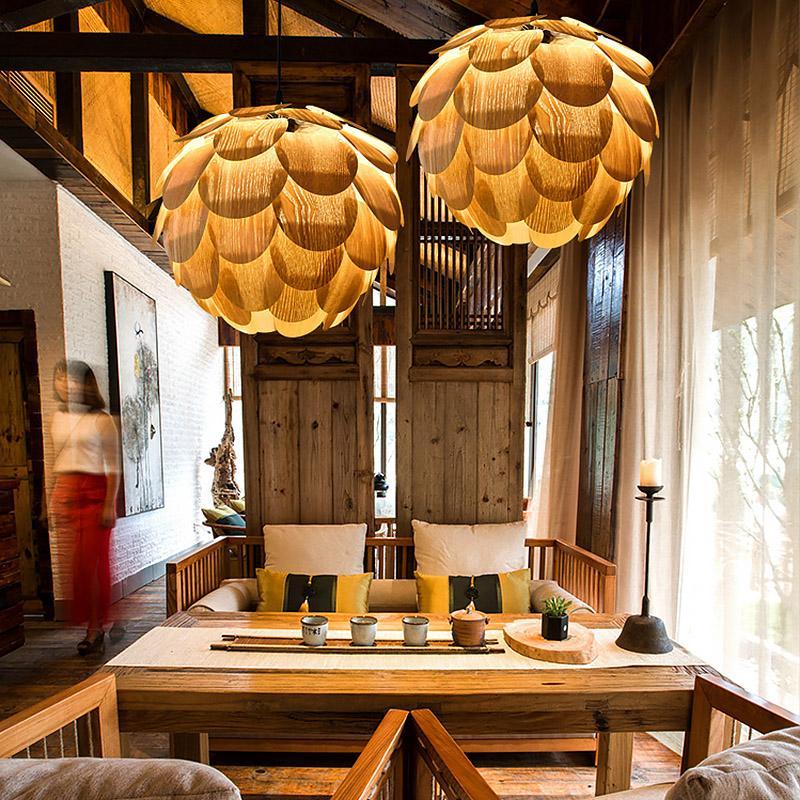 Rustikale Ananasförmige Hängelampe aus Holz – Einzigartiges Ambiente für Ihr Esszimmer 5