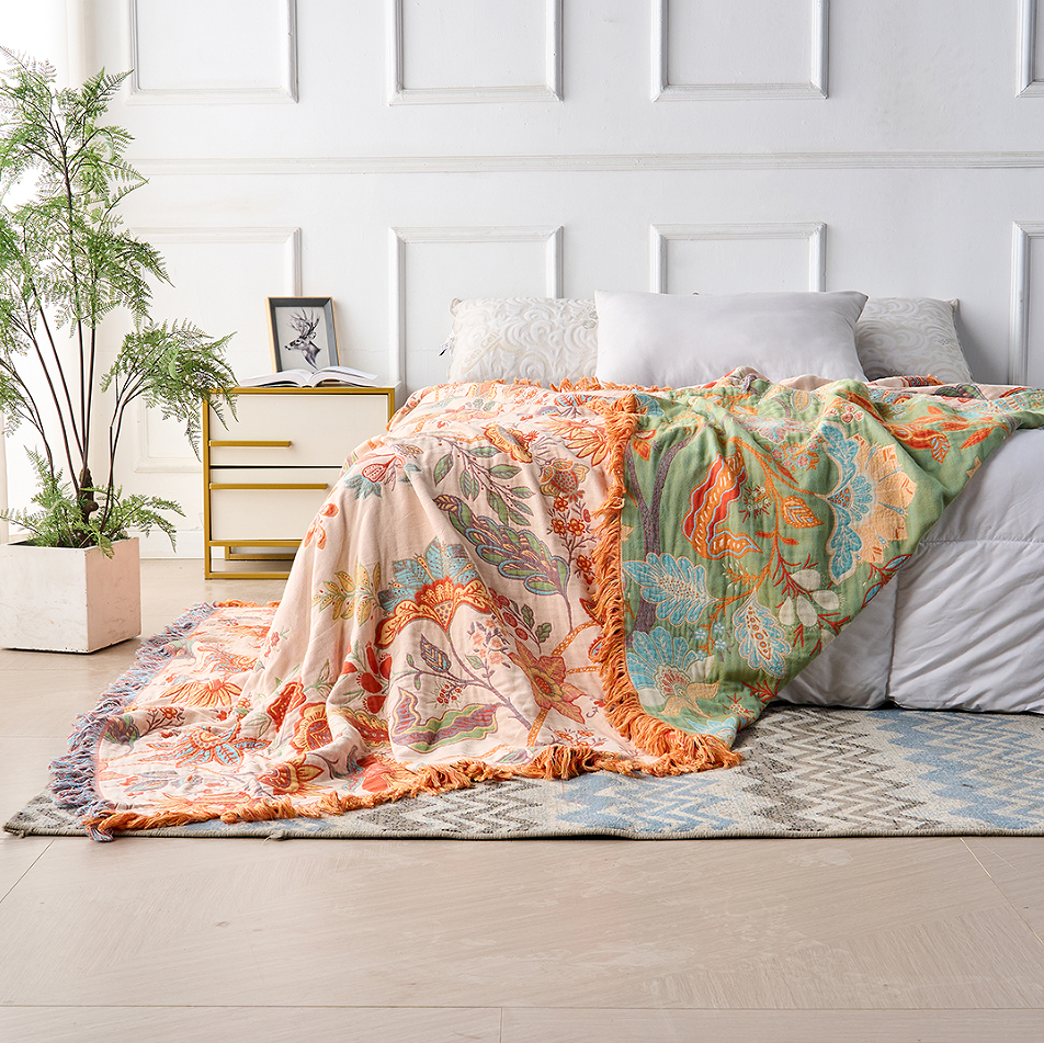 Rustikale Boho-Decke 100 % Baumwolle – Stilvolles Blumendesign Für Gemütliche Momente 3