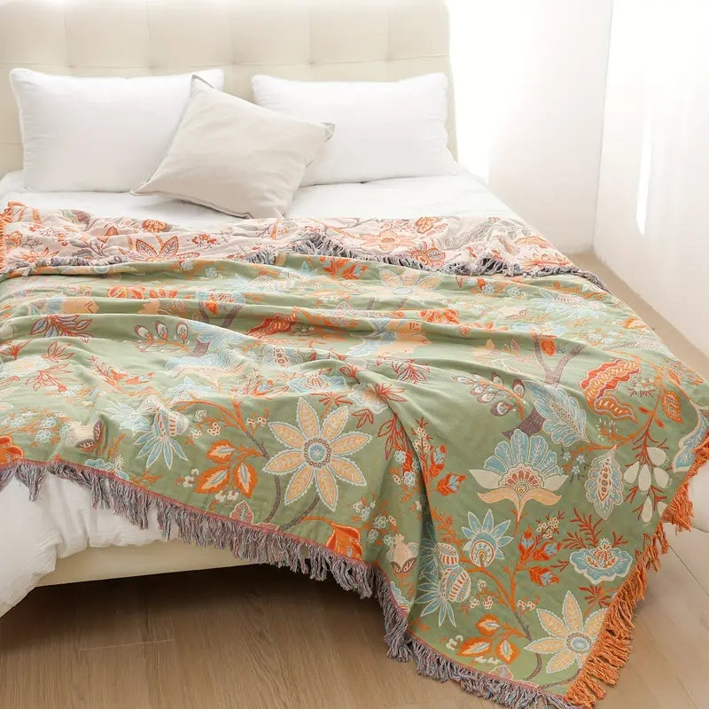 Rustikale Boho-Decke 100 % Baumwolle – Stilvolles Blumendesign Für Gemütliche Momente 8