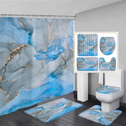 Schwarz-Weißer Marmor Duschvorhang-Set – Elegantes Badezimmer-Dekor für Stil 10