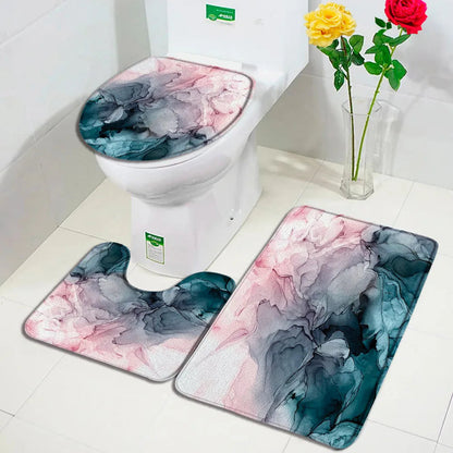 Schwarz-Weißer Marmor Duschvorhang-Set – Elegantes Badezimmer-Dekor für Stil 13