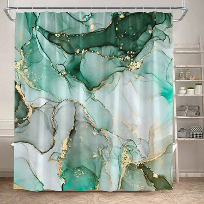 Schwarz-Weißer Marmor Duschvorhang-Set – Elegantes Badezimmer-Dekor für Stil 15