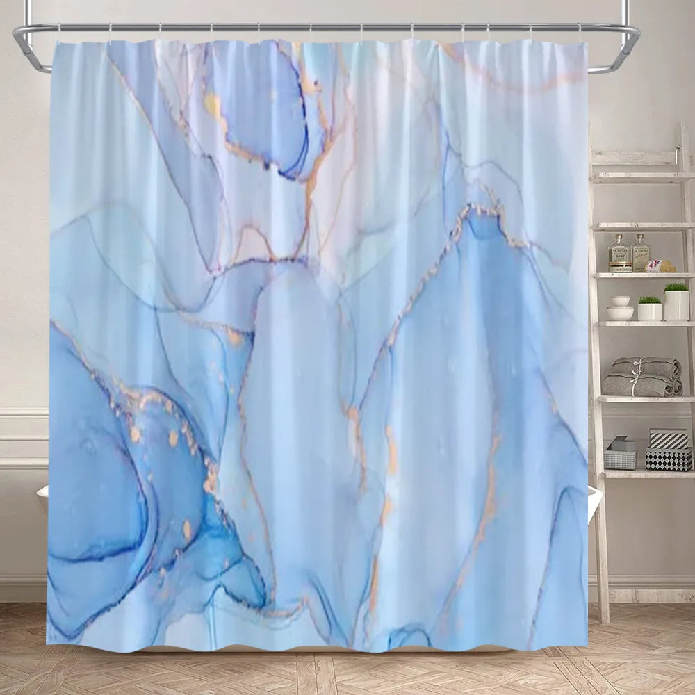 Schwarz-Weißer Marmor Duschvorhang-Set – Elegantes Badezimmer-Dekor für Stil 18