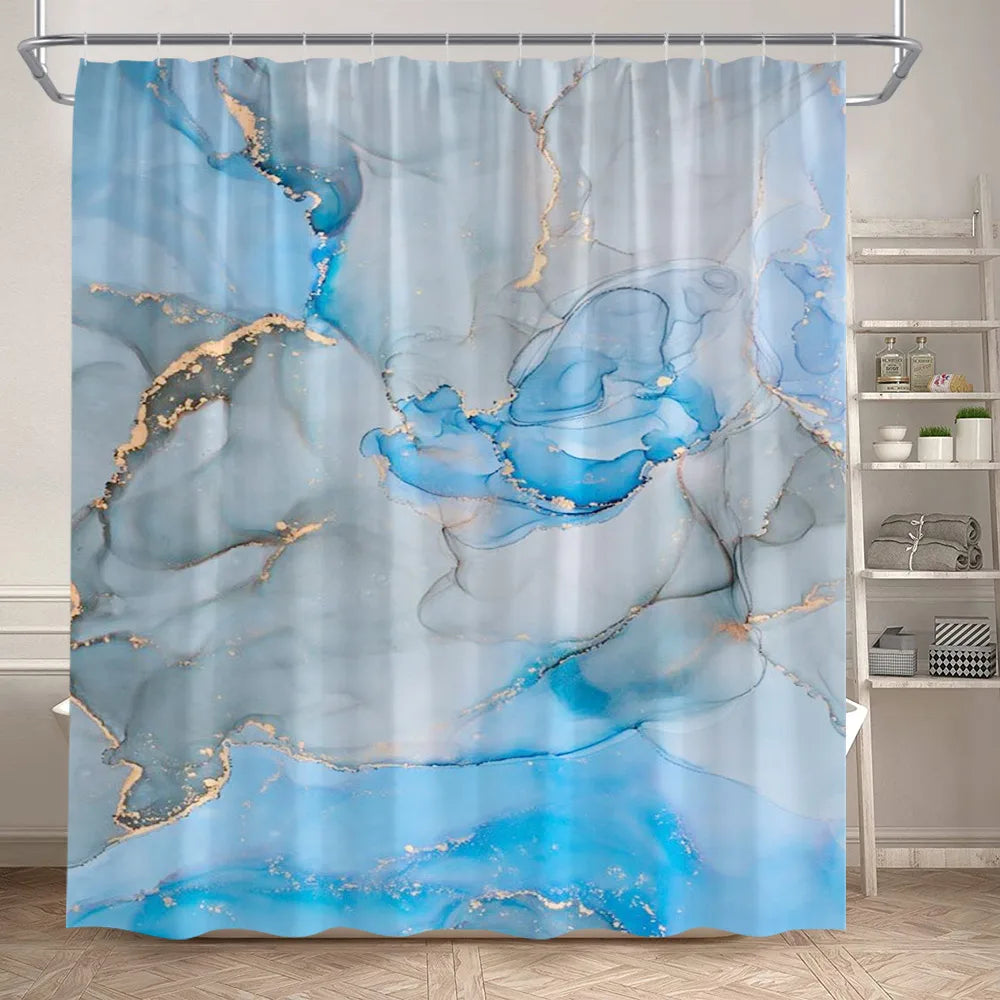 Schwarz-Weißer Marmor Duschvorhang-Set – Elegantes Badezimmer-Dekor für Stil 24