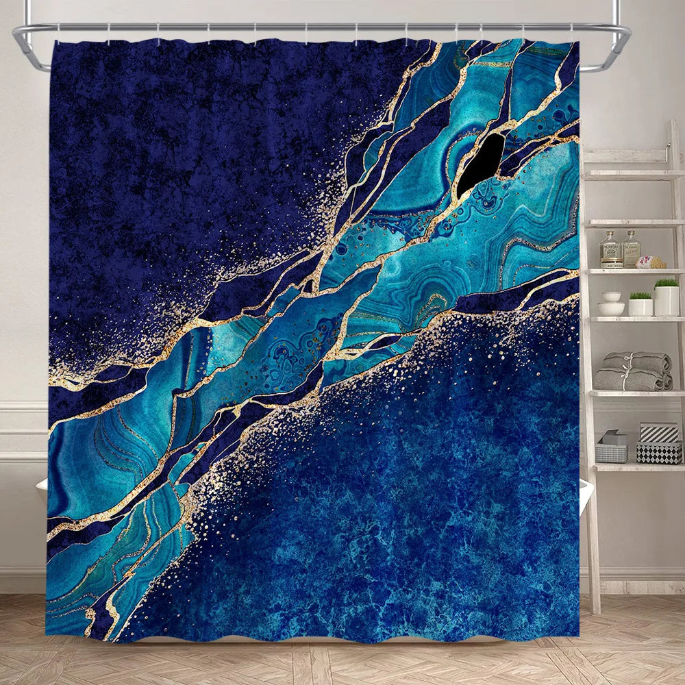 Schwarz-Weißer Marmor Duschvorhang-Set – Elegantes Badezimmer-Dekor für Stil 28