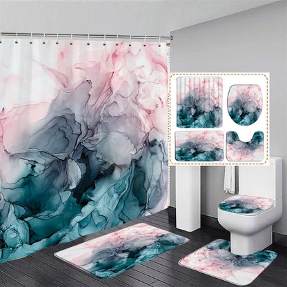 Schwarz-Weißer Marmor Duschvorhang-Set – Elegantes Badezimmer-Dekor für Stil 29