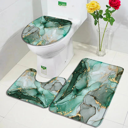 Schwarz-Weißer Marmor Duschvorhang-Set – Elegantes Badezimmer-Dekor für Stil 31