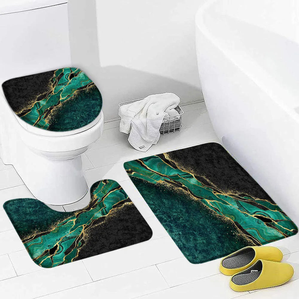 Schwarz-Weißer Marmor Duschvorhang-Set – Elegantes Badezimmer-Dekor für Stil 34