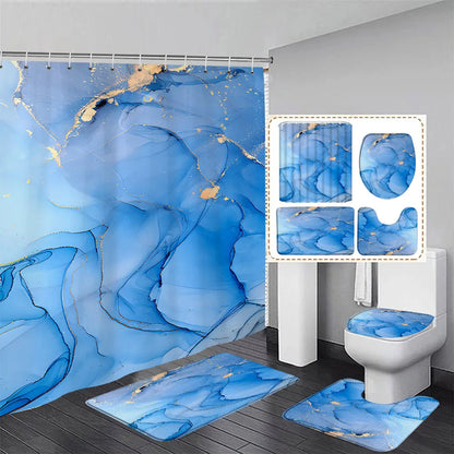 Schwarz-Weißer Marmor Duschvorhang-Set – Elegantes Badezimmer-Dekor für Stil 37