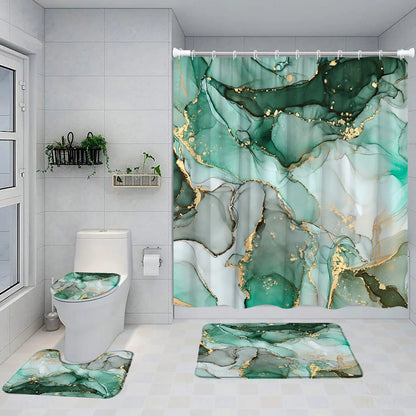 Schwarz-Weißer Marmor Duschvorhang-Set – Elegantes Badezimmer-Dekor für Stil 40