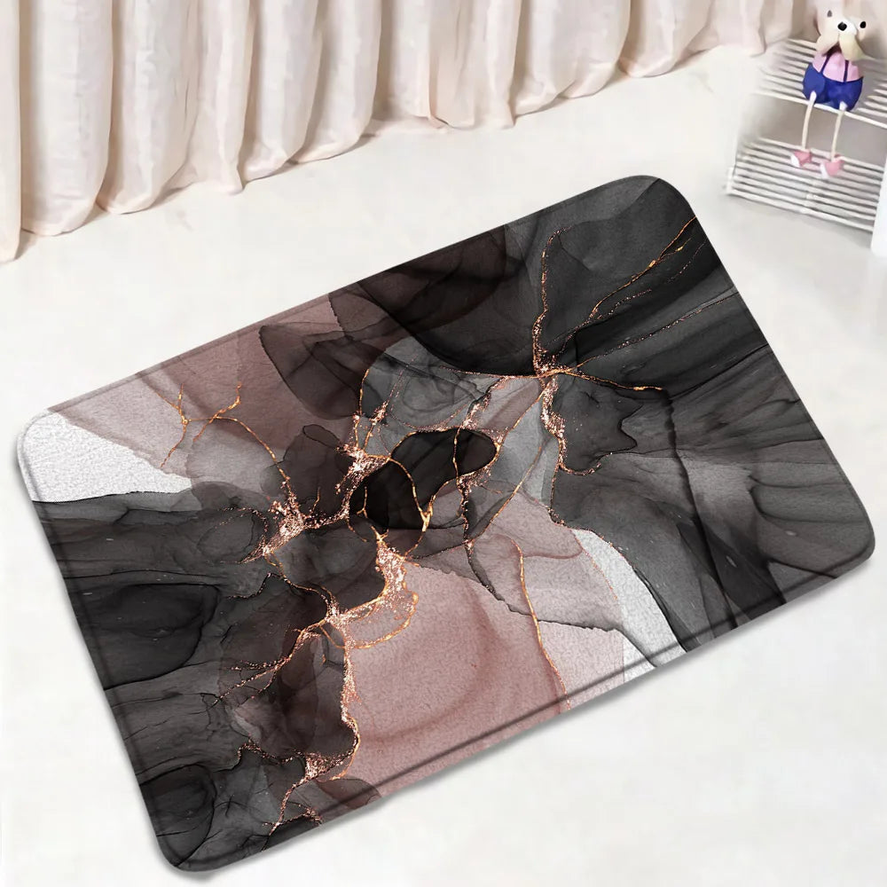 Schwarz-Weißer Marmor Duschvorhang-Set – Elegantes Badezimmer-Dekor für Stil 42