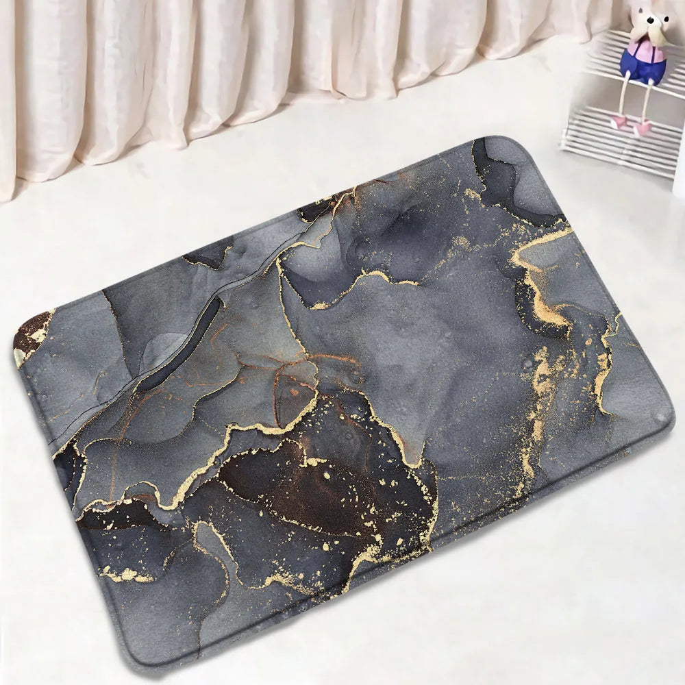 Schwarz-Weißer Marmor Duschvorhang-Set – Elegantes Badezimmer-Dekor für Stil 43