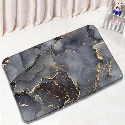 Schwarz-Weißer Marmor Duschvorhang-Set – Elegantes Badezimmer-Dekor für Stil 43