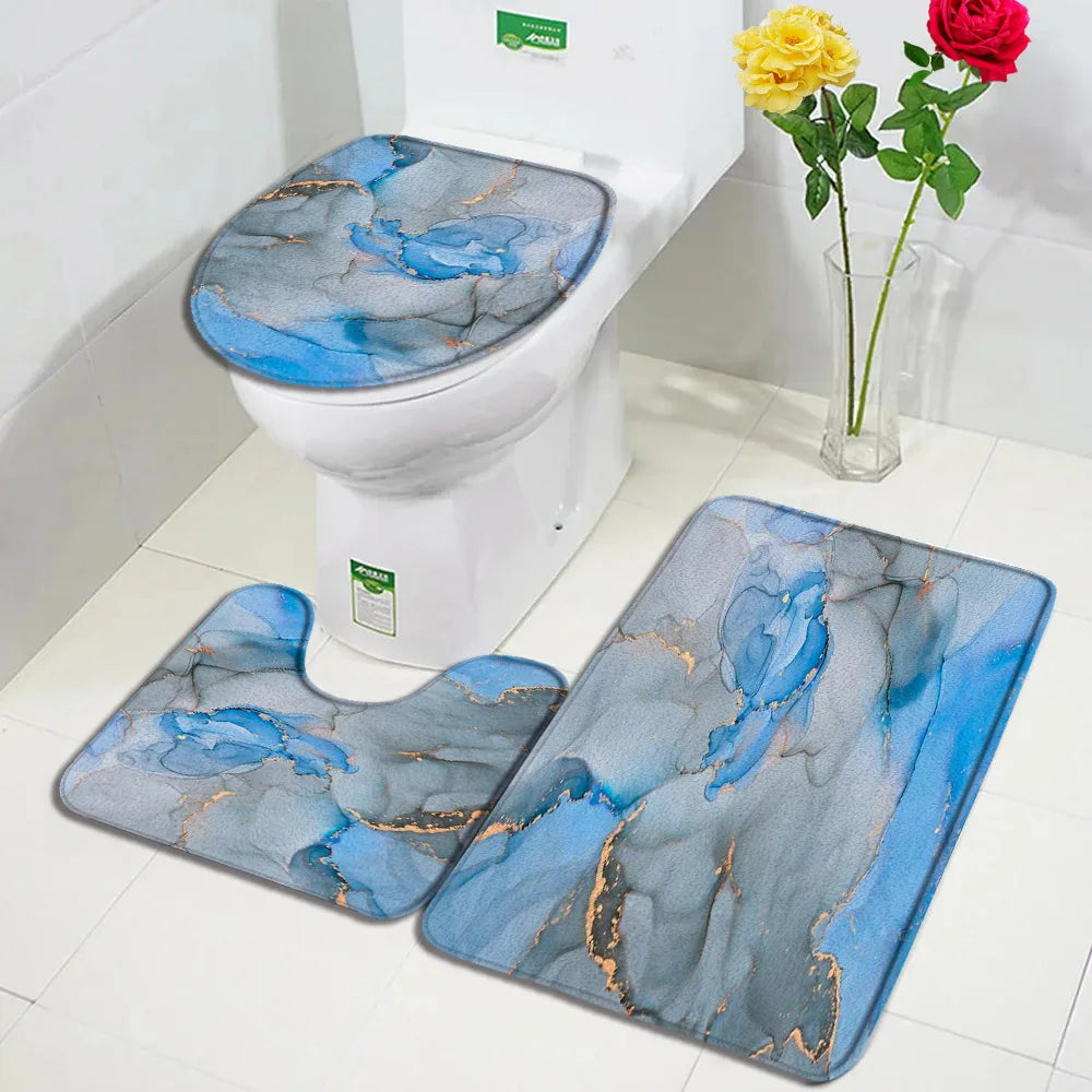 Schwarz-Weißer Marmor Duschvorhang-Set – Elegantes Badezimmer-Dekor für Stil 46