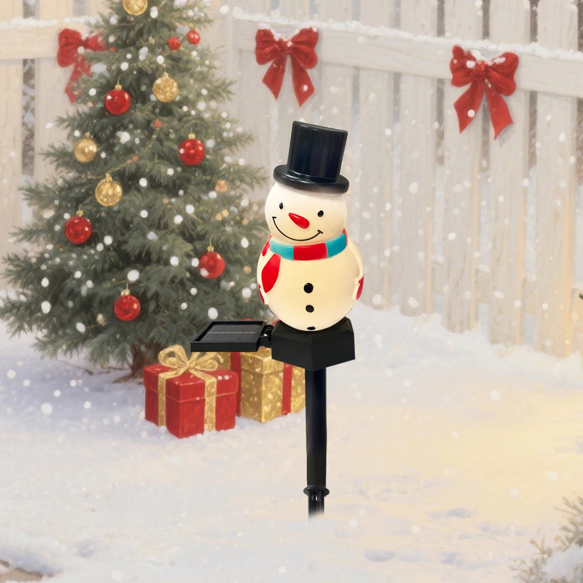 SnowGlow Weihnachts-Schneemann-Solar-LED-Lampe – Festliche Gartenbeleuchtung für Winterabende 0