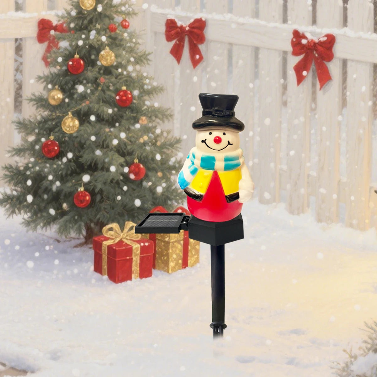 SnowGlow Weihnachts-Schneemann-Solar-LED-Lampe – Festliche Gartenbeleuchtung für Winterabende 9