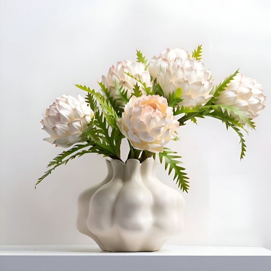 Stilvolle Cremefarbene Granatapfel Vase – Elegante Keramik für Einzigartige Akzente 2