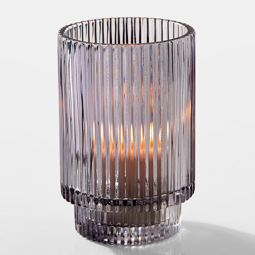 Votivkerzenhalter Aus Rauchfarbenem Plisseeglas – Einladendes Licht Für Besondere Anlässe 0