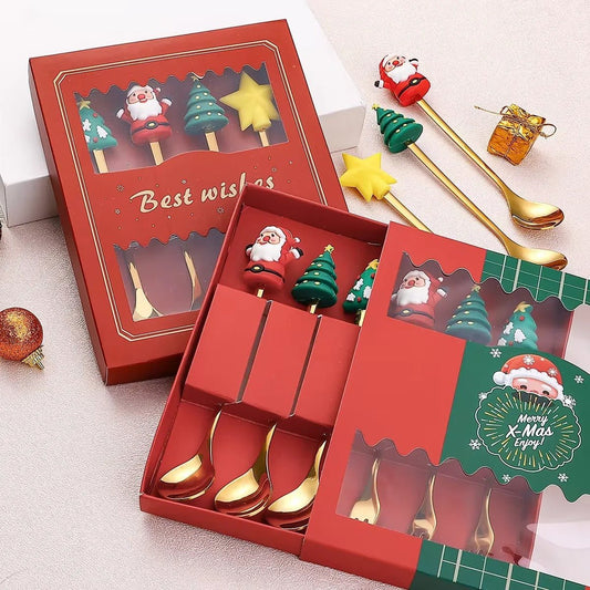Weihnachts-Dessertlöffel-Set Aus Edelstahl – Festliche Akzente Für Besondere Anlässe 1