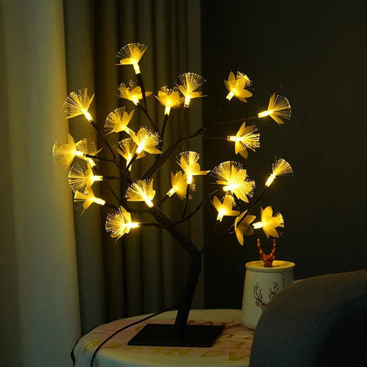Weiße Birken-Faseroptik-Blumenbaumleuchte – Zauberhafte Beleuchtung Mit Filigranen Blüten 0