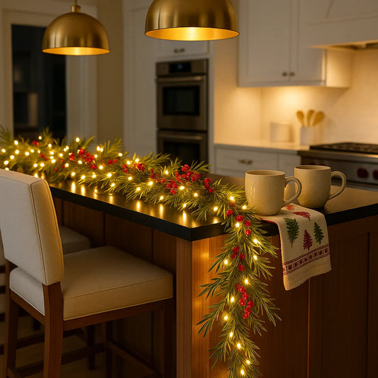 **Winterbeergirlande Mit Beleuchtung** – Festliche Atmosphäre Mit LED-Lichtern 0