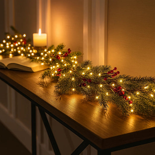 **Winterbeergirlande Mit Beleuchtung** – Festliche Atmosphäre Mit LED-Lichtern 1