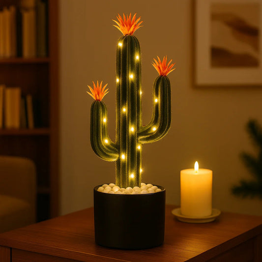 **Wüstenblüten-Kaktuslampe** – Stilvolle Tischleuchte mit Warmem Lichtschein 0