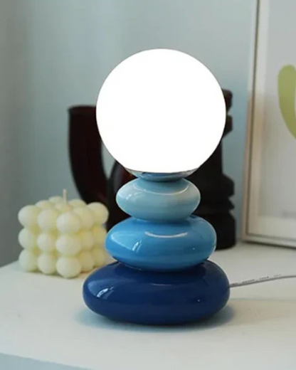 Moderne Tischlampe Steinblau – Stimmungsvolle Lichtkugel