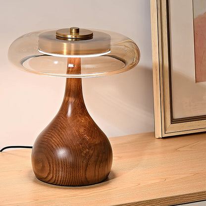 Elegante Tischlampe Holzglas – Warme Lichtform