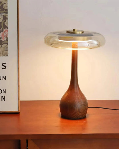 Elegante Tischlampe Holzglas – Warme Lichtform