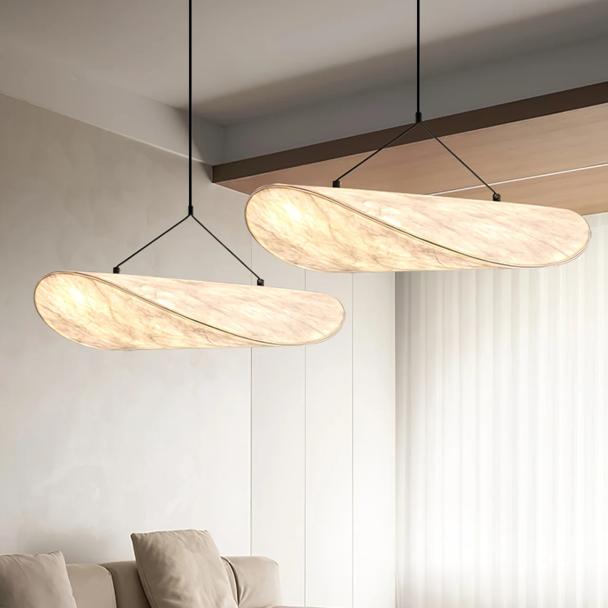 Pendelleuchte Twistform Stoffoptik – Weiches Licht in Skulpturalem Design