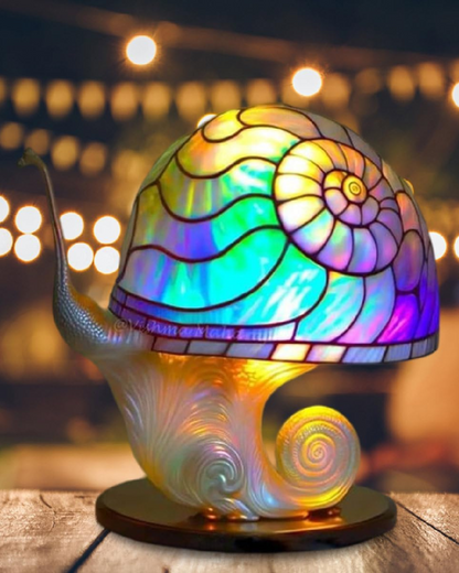 Dekorative Tischlampe Blumenpilz – Bunte Glasleuchte