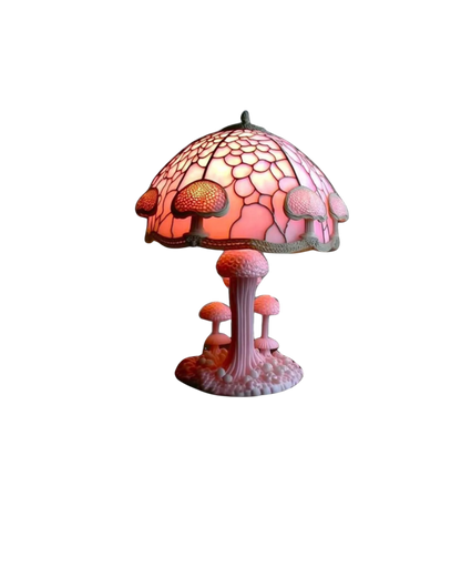 Dekorative Tischlampe Blumenpilz – Bunte Glasleuchte