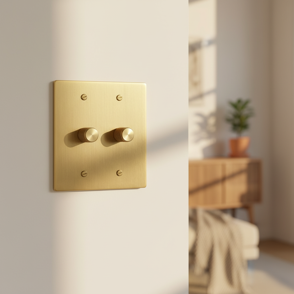 <strong>Dimmerschalter Aus Massivem Messing</strong> – Präzise Lichtsteuerung Mit Stil 7