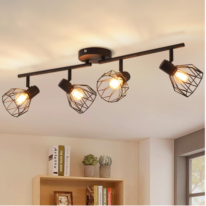 <strong>Schwarze 4-Wege-Deckenleuchte</strong> – Stilvolle Industriebeleuchtung für Ihr Zuhause 0