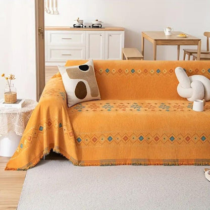 <strong>Sofabezug Chenille mit Fransen – Stilvolles Bohemian Design für Ihr Zuhause</strong> 2