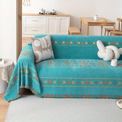 <strong>Sofabezug Chenille mit Fransen – Stilvolles Bohemian Design für Ihr Zuhause</strong> 3