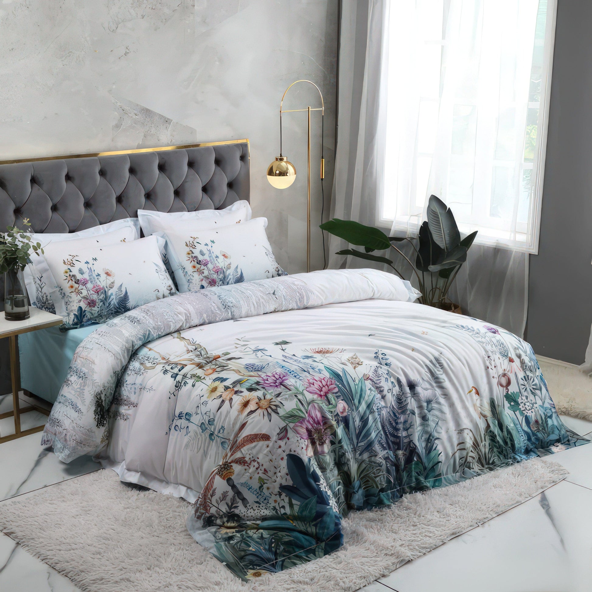 <strong>Violette Blumen Bettbezug-Set</strong> – Zarte Eleganz für Ihr Schlafzimmer 4